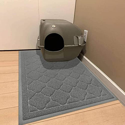 WePet Cat Litter Box Mat, Kitty Premium PVC Pad, Durable Trapping Rug, Phthalate Free, Urine-Resistant, Scatter Control, L 35 x 23 Inch, Grey - color: #03 Grey, style: Medallion/35 x 23 Inch