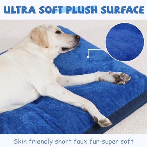 Dog Crate Bed Waterproof Deluxe Plush Dog Beds with Removable Washable Cover Anti-Slip Bottom Pet Sleeping Mattress for Large, Medium, Jumbo, Small Dogs, 41 x 27 inch, Navy - color: Navy, size: 41.0"L x 27.0"W x 3.0"Th