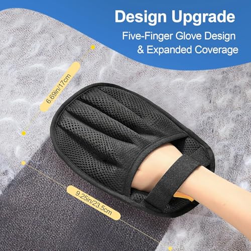 2pcs 2026 Upgraded Five-Finger Electrostatic Pet Hair Removal Gloves for Cats & Dogs, Reusable Pet Hair Remover for Laundry, Couch, Carpet, Car Seat, Furniture - Grooming & Cleaning Glove Set