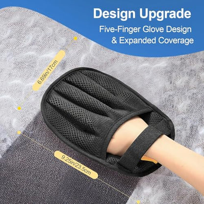 2pcs 2026 Upgraded Five-Finger Electrostatic Pet Hair Removal Gloves for Cats & Dogs, Reusable Pet Hair Remover for Laundry, Couch, Carpet, Car Seat, Furniture - Grooming & Cleaning Glove Set