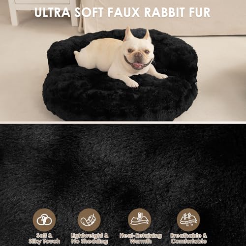 EHEYCIGA Dog Bed Medium Size Dog, Fluffy Small Dog Couch with Removable Washable Cover, Bolster Pet Sofa, Waterproof and Non-Slip, 30" x 30"x 8.5", Black - color: Black, size: 30"L x 30"W x 8.5"Th
