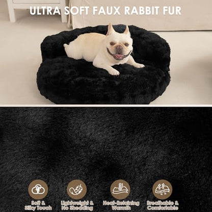 EHEYCIGA Dog Bed Medium Size Dog, Fluffy Small Dog Couch with Removable Washable Cover, Bolster Pet Sofa, Waterproof and Non-Slip, 30" x 30"x 8.5", Black - color: Black, size: 30"L x 30"W x 8.5"Th