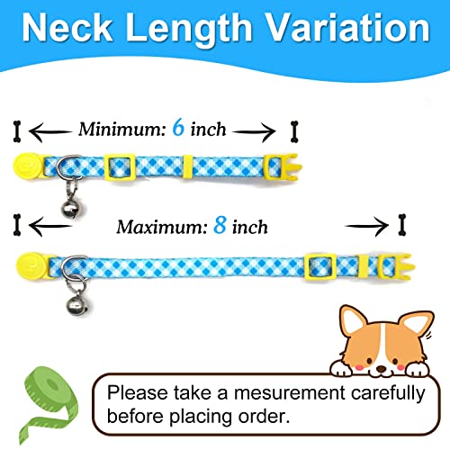 4 Pack Breakaway Plaid Kitten Collar with Bell, 4 Pack Quick Release Safe Buckle Cat Collars, 4 Colors Checkered Pattern, Adjustable from 6"-8" - color: 3#Plaid, size: Kitten(Neck:6"-8")