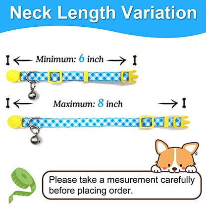 4 Pack Breakaway Plaid Kitten Collar with Bell, 4 Pack Quick Release Safe Buckle Cat Collars, 4 Colors Checkered Pattern, Adjustable from 6"-8" - color: 3#Plaid, size: Kitten(Neck:6"-8")