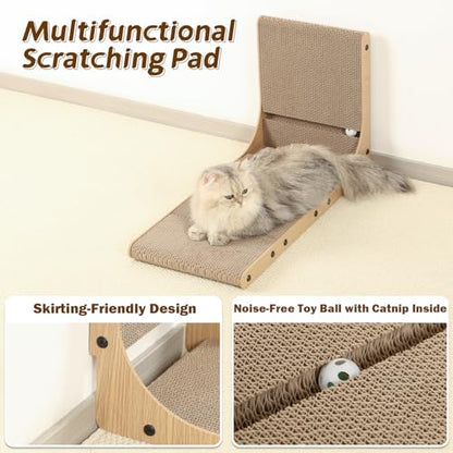 Zakkart 2-Pack Cat Scratching Board, 25.6'' Tall Cardboard L Shape Vertical Cat Scratchers for Indoor Cats, Cat Scratching Post for Wall and Couch, Large - size: Large 2PC (25.6'' tall)