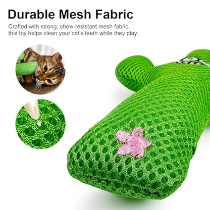 TTcat Catnip Silvervine Matatabi Pillow for Cats & Kittens,Large Cat Cactus Toy Cat Kicker Toy Chew Toy for Indoor Cats. - color: Cactus