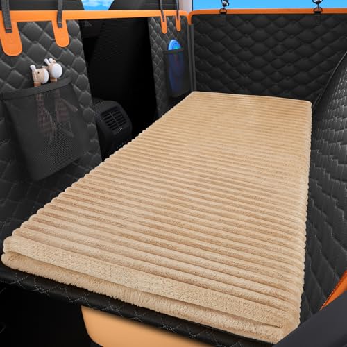 Backseat Pet Bed Mat, Non-Slip Dog Bed for Car Back Seat, Washable Travel Pet Mat with Removable Cover, Dog Seat Covers Protector Fit for Backseat Extenders and Trucks SUVs, 54"x 24.8", Brown - color: Brown