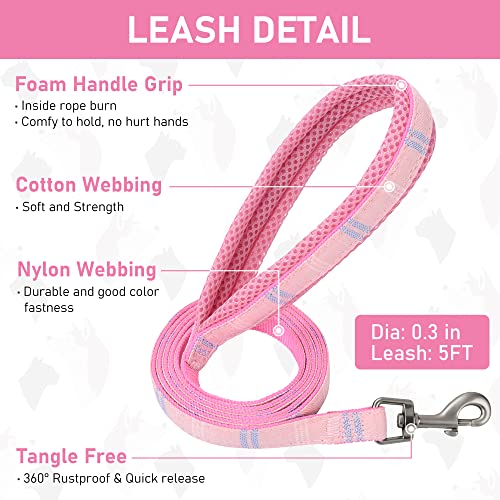 Small Dog Harness Collar and Leash Set, Step in No Chock No Pull Soft Mesh Adjustable Dog Vest Harnesses Plaid Reflective for Dogs Puppy Cats Kitten Rabbit (Pink, XXXS) - color: Pink, size: XXXS