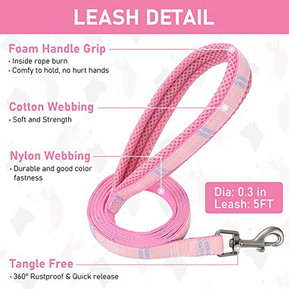 Small Dog Harness Collar and Leash Set, Step in No Chock No Pull Soft Mesh Adjustable Dog Vest Harnesses Plaid Reflective for Dogs Puppy Cats Kitten Rabbit (Pink, XXXS) - color: Pink, size: XXXS
