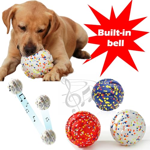 Dog Ball Squeak Toys (Bell Ball 5.12in Blue) - color: Bell ball 5.12in Blue