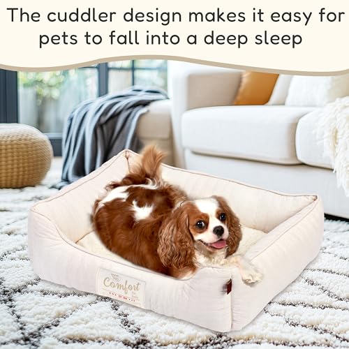 FluffyDream Small Dog Bed, Super Soft Pet Bed Furniture, Suitable for Dogs Up to 30lbs, 24'' x 20'', Beige - color: Sand