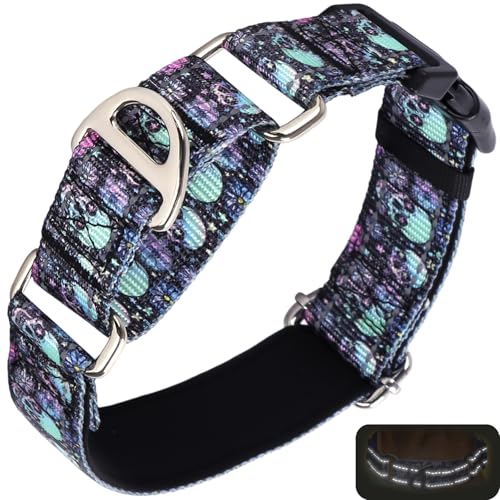 Skull Martingale Dog Collar for Dogs, Reflective Heavy Duty Adjustable Collar with Buckle, No Slip Collar for Girl or Boy Dogs Training, Walking, Hunting (Skull S) - color: 5, size: S