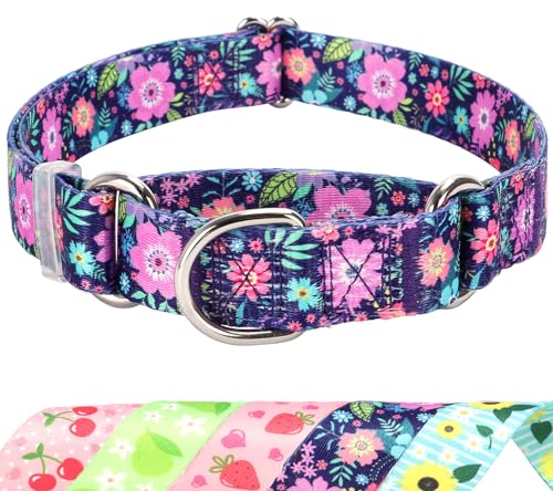 Martingale Dog Collar for Small Medium Large Pet Dogs，No-Slip Escape Proof Choke No Pull Dog Collar for Male and Female Dogs Walking Running Training -Bohemia Flowers S - color: 41, size: S (11" - 15" Neck)