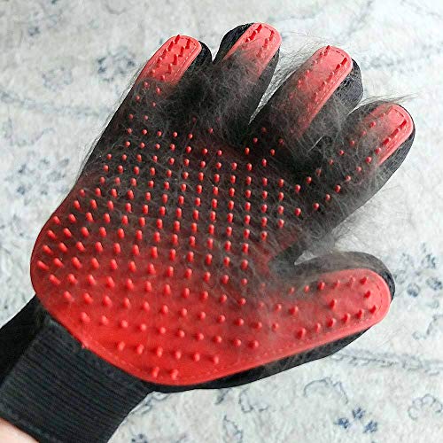 LuckyPet Pet Grooming Glove - Massage and Deshedding Glove for Dogs, Cats and Horses - Great Pet Hair Removal for Long and Short Fur - Right Handed Glove