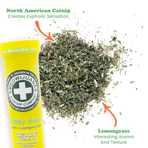 Meowijuana Strawberry Bundle | Get Sprung Refillable Strawberry Toy and Happy Grass Catnip Blend | Promotes Play and Cat Health | Includes North American Organic Catnip