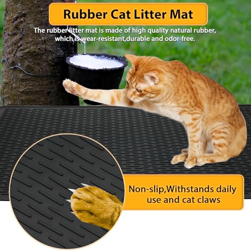 Large Cat Litter Mat 39x27 Inch, XL Waterproof Cat Litter Box Mat, Extra Large Litter Trapping Mat, Washable Rubber Cat Litter Catcher Mat for Multiple Cats, Black - style: Black-39"x27"