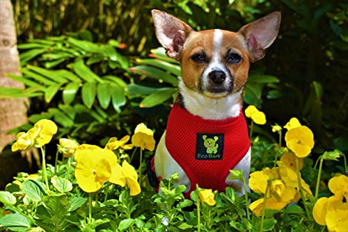 EcoBark Dog Harness - Luxurious Soft Mesh - Eco-Friendly Over the Head Vest Harness - No Pull & No Choke Design - Padded Breathable Body Halter - for Puppy, Toy, and Small Breeds (Red, Small) - color: Red