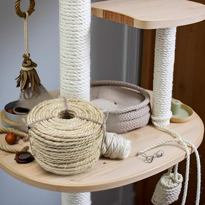 164 Feet Sisal Rope for Cat Tree & Scratching Post Replacement, 1/4 Inch Scratcher Rope to Refresh Cat Furniture, Durable Cat Scratching Rope - color: 1/4 inch (6mm) Natural Color