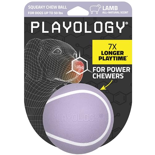 Playology Dog Toys | Squeaky Chew Ball - Bouncy Durable Floating Fetch Ball for Dogs | Medium Lamb Scented Toy - Easy to Clean and Made from Non Toxic Materials - size: Medium, style: Lamb