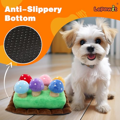 Hide and Seek Dog Toys, Squeaky Interactive Puzzle Dog Toys for Boredom and Stimulation, Dog Enrichment Toys for Small and Medium Dogs (Mushrooms, Pack of 7) - style: B-Mushrooms
