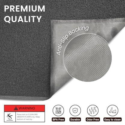 Andalus Small Cat Litter Mat, Pack of 2 - Waterproof, Non-Slip & Easy to Clean Cat Litter Box Mat for Extra Efficient Pet Litter-Trapping, Grey (15.75” X 11.75”) - color: Grey