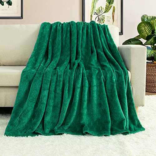 TOONOW Fleece Blanket Super Soft Cozy Throw Blanket 50" x 60", Lightweight Fuzzy Comfy Textured Flannel Blanket Warm Plush Throw Blankets for Couch, Sofa, Bed, Emerald - color: Emerald, size: Throw-50" x 60"