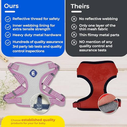 Blueberry Pet Essentials Back to Basics Reflective Dog Harness Vest, Fiery Red, Medium, Adjustable Harnesses for Dogs - color: Fiery Red, size: Medium (Pack of 1)