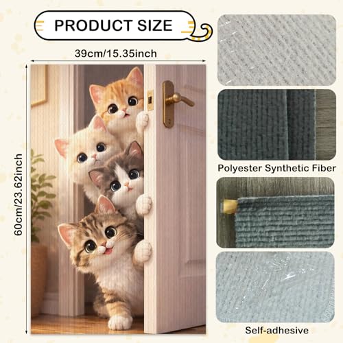 Cat Scratch Pad 15.3x23.6 Inches Polyester Synthetic Fiber, Peeking Kittens Print, wall cat Scratcher, Scratching mat, Home Decor, Hallway, Living Room (2pcs) - color: LU15989-2pcs