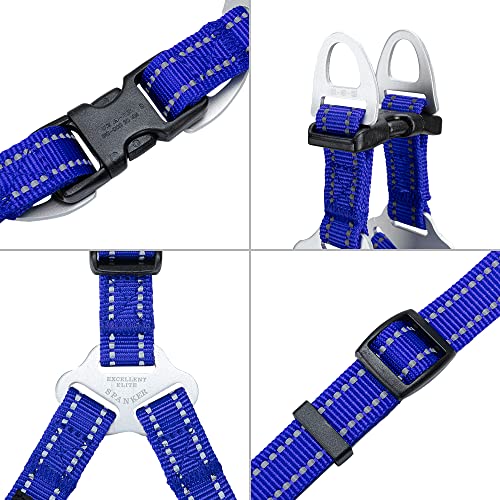 EXCELLENT ELITE SPANKER No Pull Dog Harness Adjustable Nylon Step-in Easy Pet Vest Chest Strap with Reflective and Leash Ring for Small Medium Large Breed Dogs Training Walking(Blue-S) - color: Blue, size: S