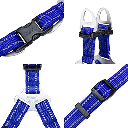 EXCELLENT ELITE SPANKER No Pull Dog Harness Adjustable Nylon Step-in Easy Pet Vest Chest Strap with Reflective and Leash Ring for Small Medium Large Breed Dogs Training Walking(Blue-L) - color: Blue, size: L