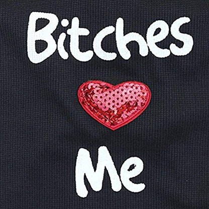 Trudz Pet Dog Shirts, 'Bitches Love Me' Cotton T-Shirt Tank Top Summer Vest for Small Medium Dog & Cat, Black, Large - size: Large