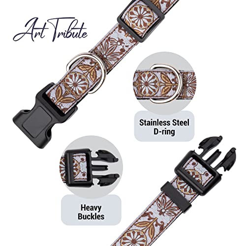 Dog Collars for Small Medium & Large Dogs - Female and Male Patterns on Long Lasting, Adjustable, Strong and Durable Puppy Quick Release Buckle White Woven Collar - color: White Woven, size: Small