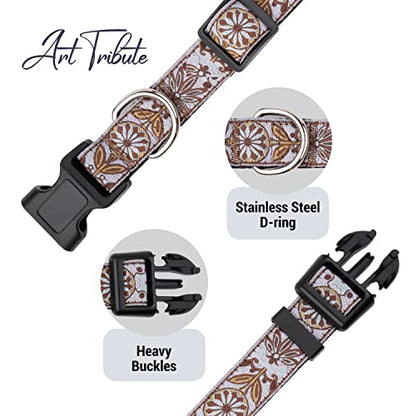 Dog Collars for Small Medium & Large Dogs - Female and Male Patterns on Long Lasting, Adjustable, Strong and Durable Puppy Quick Release Buckle White Woven Collar - color: White Woven, size: Small