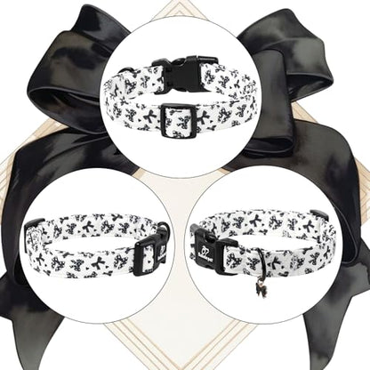 Girl Dog Collar Black Bow Dog Collars for Puppy Small Dogs - Lightweight Adjustable Chic Sweet Spring Female Dogs Everyday Collars with Safety Buckle XS - color: Black Bow, size: XS