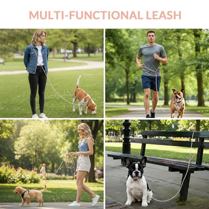 8.2ft Hands Free Dog Leash,Versatile Waist & Crossbody Lead for Medium Dogs,Waterproof & Adjustable for Running Jogging Walking, 360° Swivel Metal Buckle (Pink) - color: Pink