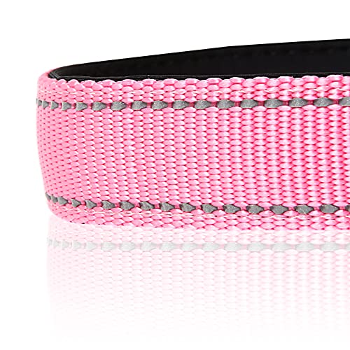 HEELE Dog Collar, Reflective Dog Collar, Soft Neoprene Padded Breathable Nylon Pet Collar Adjustable for Small Dogs, Pink, S(10.23-14.96") - color: Pink, size: Small (10.23-14.96")