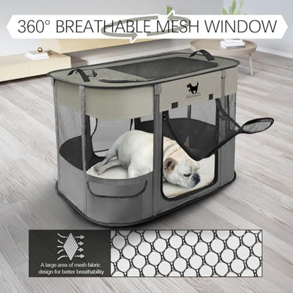 Rest-Eazzzy Dog Playpen, Foldable Kitten Playpen for Medium Dogs, Portable Pet Puppy Playpen with Removable Shade Cover, Indoor Outdoor Travel Camping Use for Small Pets with Carrying Case (S, Grey) - style: Small