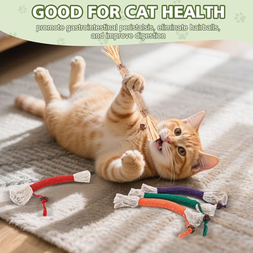 WOUSEDO 8 Pack Catnip Chew Toys for Cats,Cotton Sisal Rope Toys,Cat Natural Silvervine Sticks,for Cat Teeth Cleaning and Dental Care,Interactive Toy for Bored Indoor Cats - size: 8 PACK