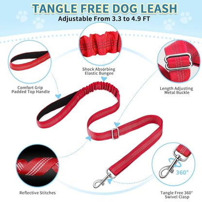 SlowTon No Pull Small Dog Harness and Leash Set, Puppy Soft Vest Harness Neck & Chest Adjustable, Reflective Lightweight Harness & Anti-Twist Pet Lead Combo for Small Medium Dogs (R-Front Clip,XS) - color: B-Red - With Front Clip, size: X-Small