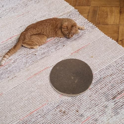 Replaceable Cat Scratching Board Refill Pad Sturdy Corrugated Cardboard Round Floor Scratch Mat Household Kitten Scratcher for Indoor Cat Play and Claw Maintenance