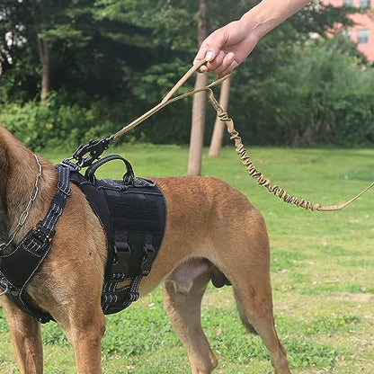 ICEFANG Tactical Dog Leash,K9 Training Walking Bungee Lead with 2 Control Handle,Heavy Duty Quick Release Metal Clasp,Hands Free D-Ring for Medium Large Dogs (4ft,Reflective Brown) - color: Reflective Brown, size: 4 FT