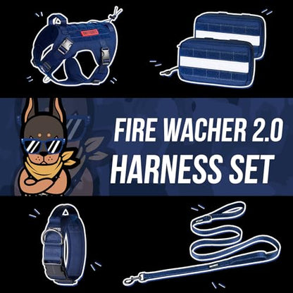 OneTigris Tough Dog Collars, Tactical Dog Collar with Handle, Milltary Adjustable Dog Collar with Heavy Duty Metal Buckle for Training (Medium,Blue) - color: Blue, size: Medium