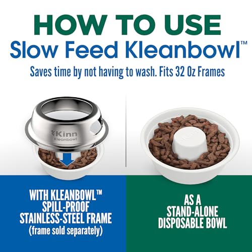 Kinn Slow Feeder Dog Bowl, Disposable Pet Food Dish to Slow Down Eating Dogs, Frame Refills, for Travel, Boarding, or Crate, Compostable Pet Travel Bowl, No Plastic, Leakproof, 4 Cups (50 Count) - size: 50 Refills