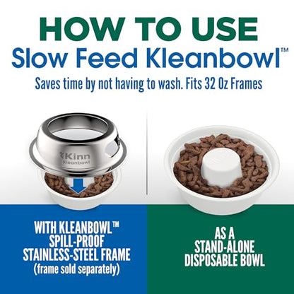 Kinn Slow Feeder Dog Bowl, Disposable Pet Food Dish to Slow Down Eating Dogs, Frame Refills, for Travel, Boarding, or Crate, Compostable Pet Travel Bowl, No Plastic, Leakproof, 4 Cups (50 Count) - size: 50 Refills