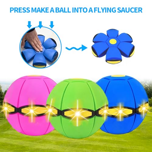 2PCS Dog Flying Disc Toy, Pet Toy Flying Saucer Ball with 3 Light for Dogs, Dog Toy Outdoor Toy Doggy Disc Ball, Outdoor Games - color: Green+Blue