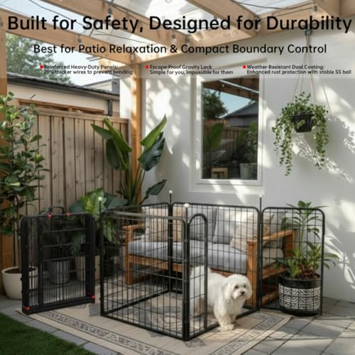 Portable Dog Crates & Playpen, 32'' Metal Pet Pen for Small/Medium Dogs, Indoor/Outdoor, Easy-Carry Straps, Rustproof, One Door - size: 32'' High