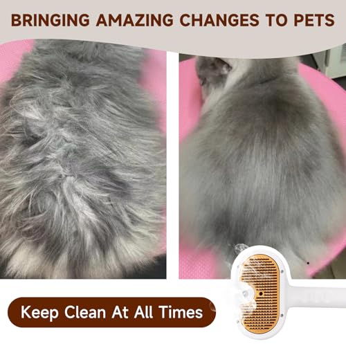 Pet Steam Brush for Dog & Cat – 3-in-1 Spray Hair Removal Comb for Shedding & Grooming, Softens Fur & Reduces Static – Water Brush for Long & Short Coats, Bath-Hating Pets, Includes Waterless Shampoo - size: 7.8″-120ml