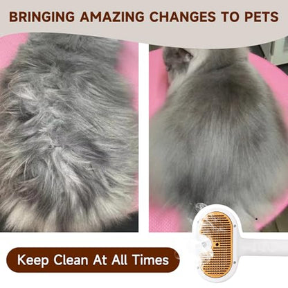 Pet Steam Brush for Dog & Cat – 3-in-1 Spray Hair Removal Comb for Shedding & Grooming, Softens Fur & Reduces Static – Water Brush for Long & Short Coats, Bath-Hating Pets, Includes Waterless Shampoo - size: 7.8″-120ml