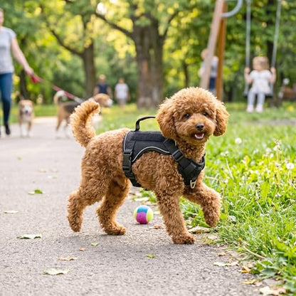 AIITLE Medium Dog Harness No Pull, Reflective Adjustable Vest with Handle, No Choke Design, Dual Metal Leash Clips for Walking Training Running Camping, Small Medium Breeds - Black L - color: Black, size: L