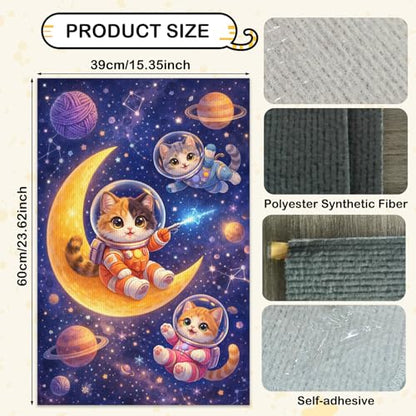 Cat Scratching Mat 15.3x23.6 Inches Polyester Synthetic Fiber, Astronaut Kittens on Moon Print, wall cat Scratcher, Scratch pad, Home Decor, Kids Room, Play Area (2pcs) - color: VE08110-2pcs